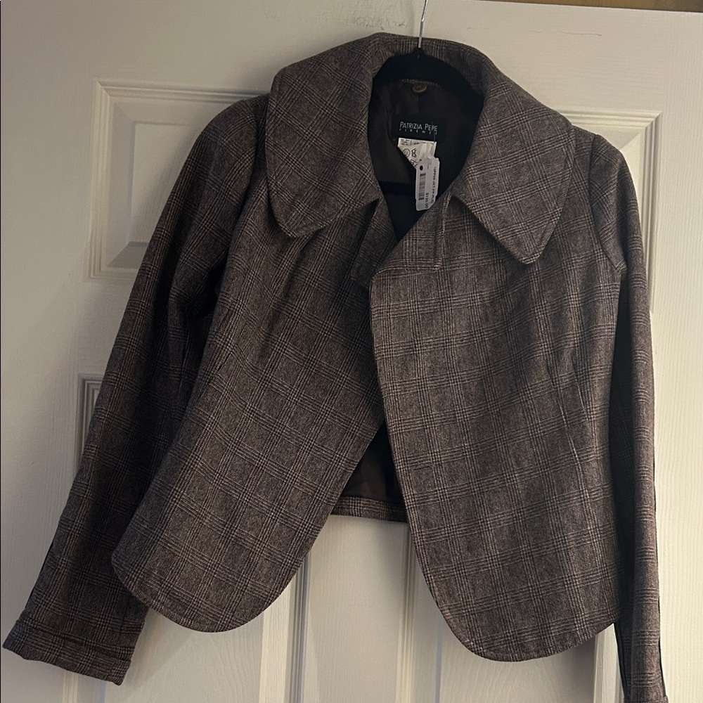 Patrizia Pepe Brown Plaid Blazer